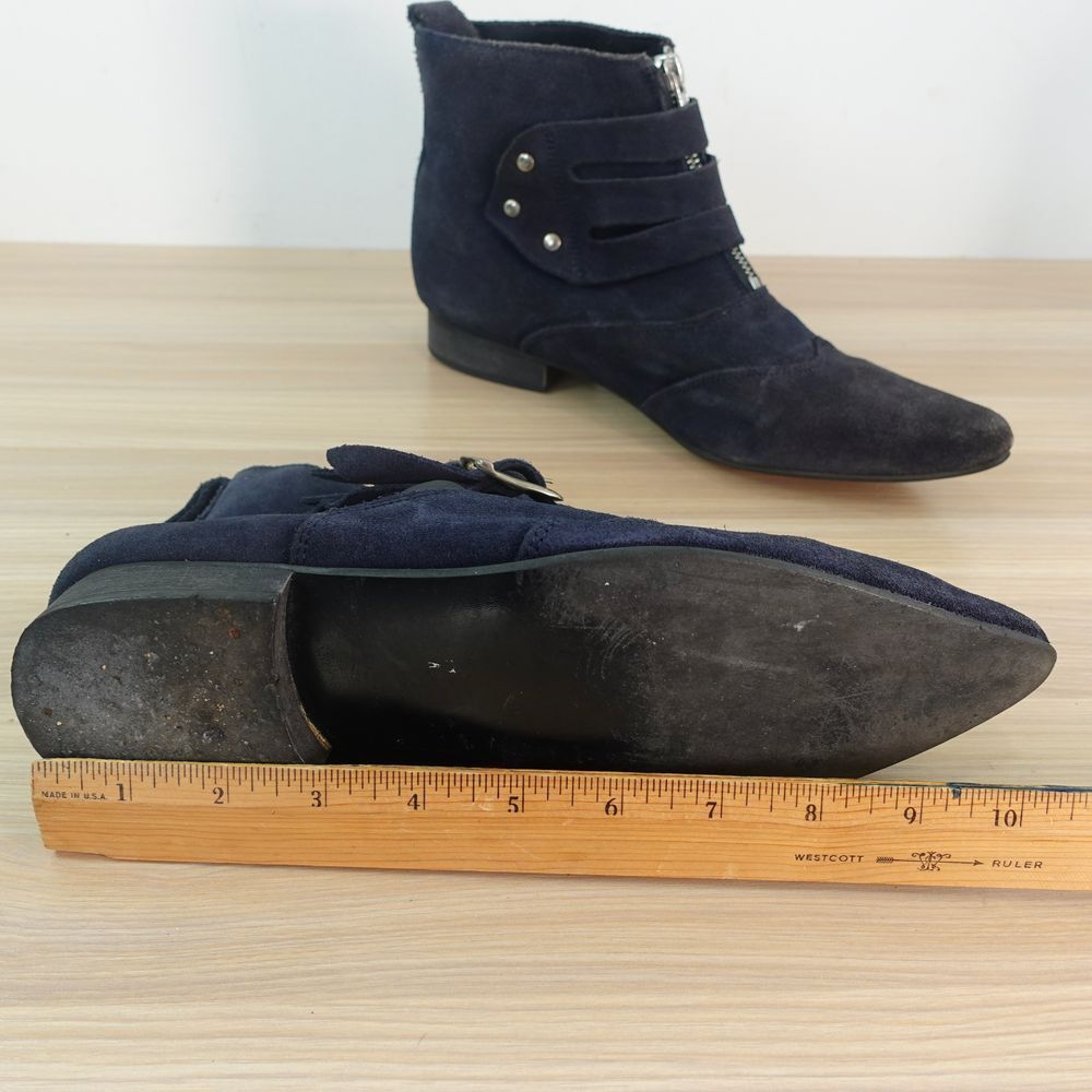 Underground Blitz Boots Winklepicker – Strap/Zip Ankle Boot – Dark Navy Suede - Picture 8 of 11